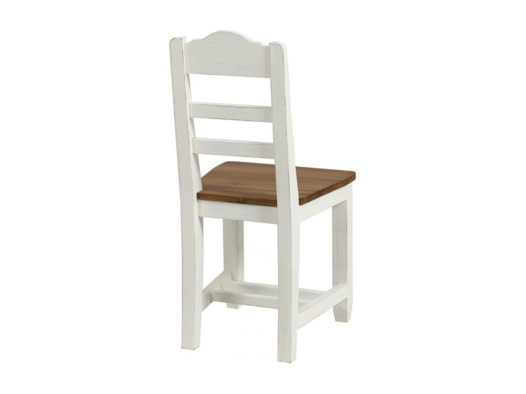 Set of 2 Wooden Chairs with Wooden Seats, Country Style, White - Doucezen