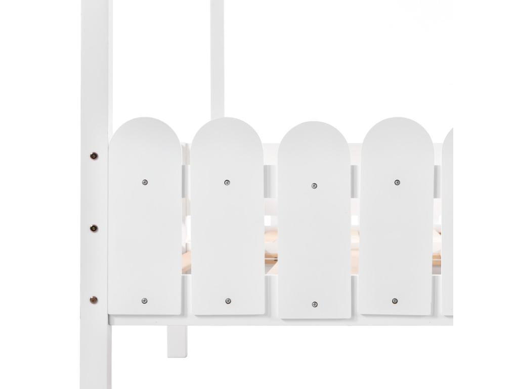 Solid pine cabin bed 2x90x200 cm - with 2 drawers - White