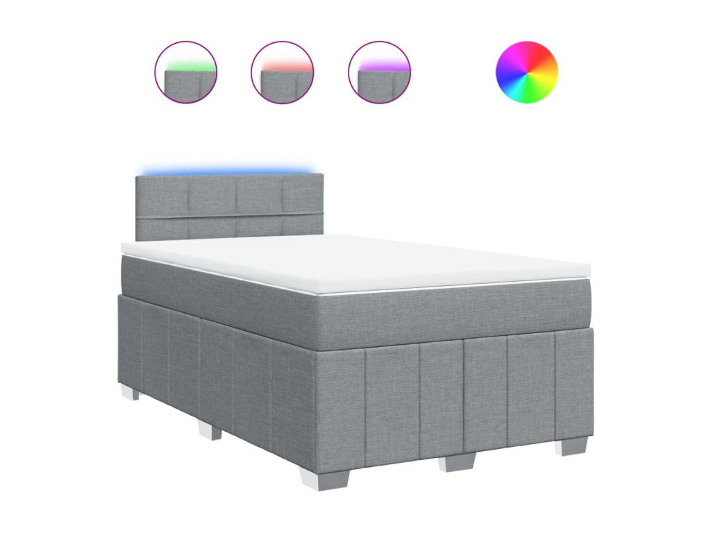 Doucezen bed base with light grey mattress 120x200cm fabric