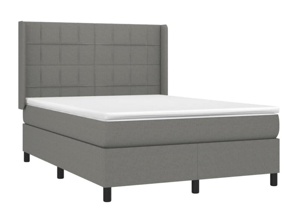 Doucezen bed base with dark grey mattress 140x190cm fabric