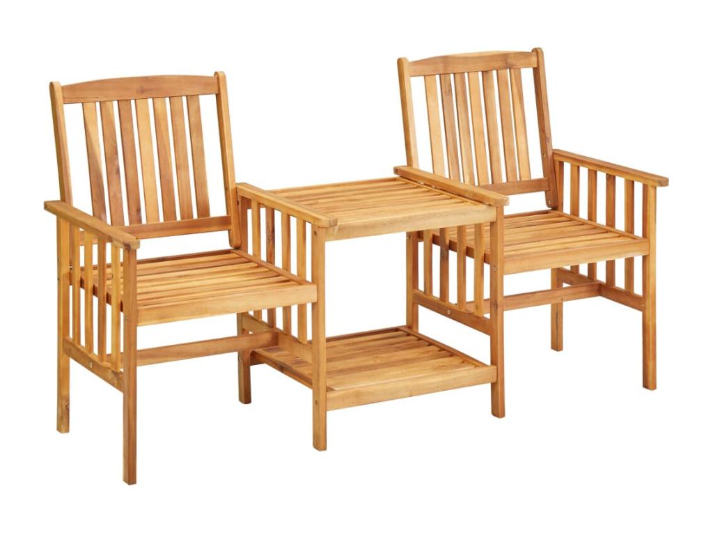 Garden chairs with tea table and cushions, solid wood, Doucezen