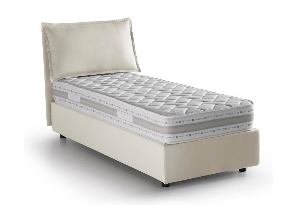 Doucezen Single Bed, Storage Bed with Fabric Upholstery, Made in Italy, Front Opening, Includes 80x200 cm Mattress, Beige