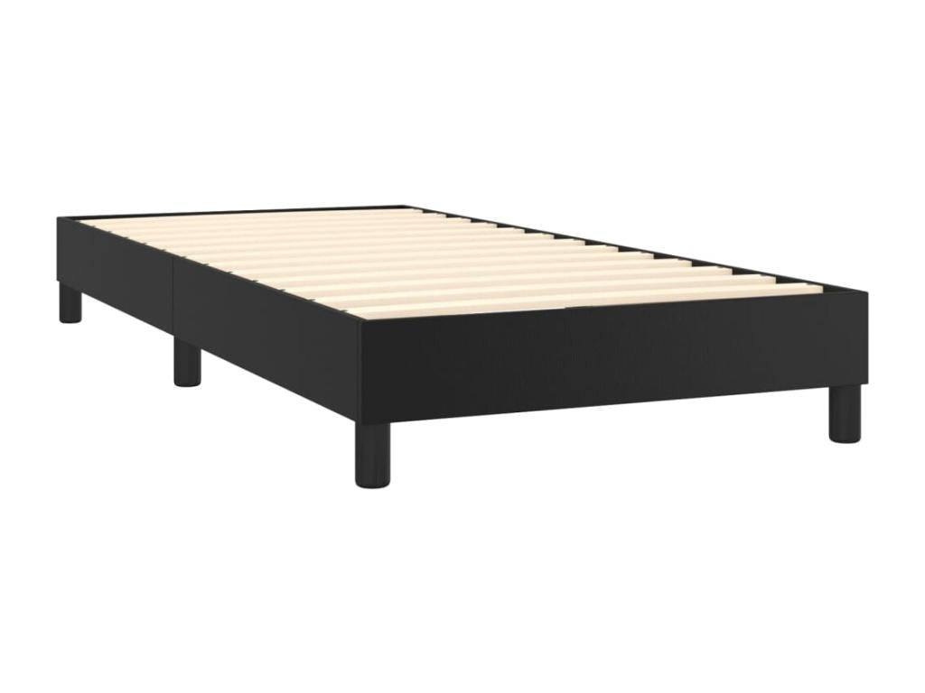 Upholstered bed base with mattress, black, 90x200 cm, faux leather