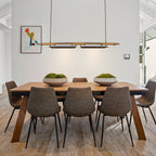 3/5-Light Integrated LED Linear Wood Chandelier Kitchen Island Pendant Light