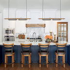 3/5-Light Integrated LED Linear Wood Chandelier Kitchen Island Pendant Light