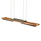3/5-Light Integrated LED Linear Wood Chandelier Kitchen Island Pendant Light
