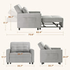 3-in-1 Adjustable Sleeper Sofa Bed, Pull Out Chair Sofa, Convertible Folding Bed for Living Room