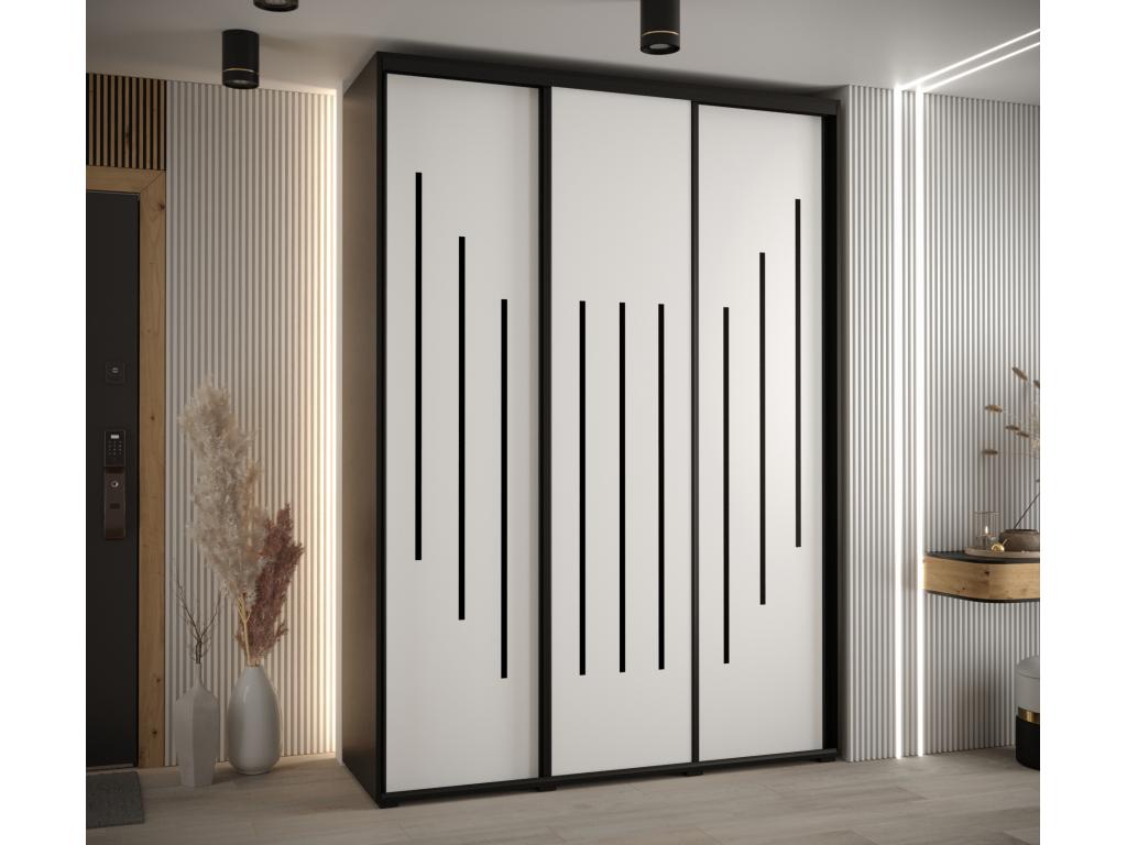 Doucezen 8 Sliding Door Wardrobe 235.2/170/45 3 Doors Black/White/Black