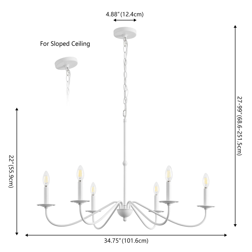 34.75 6-Light Iron LED Chandelier, by JONATHAN Y
