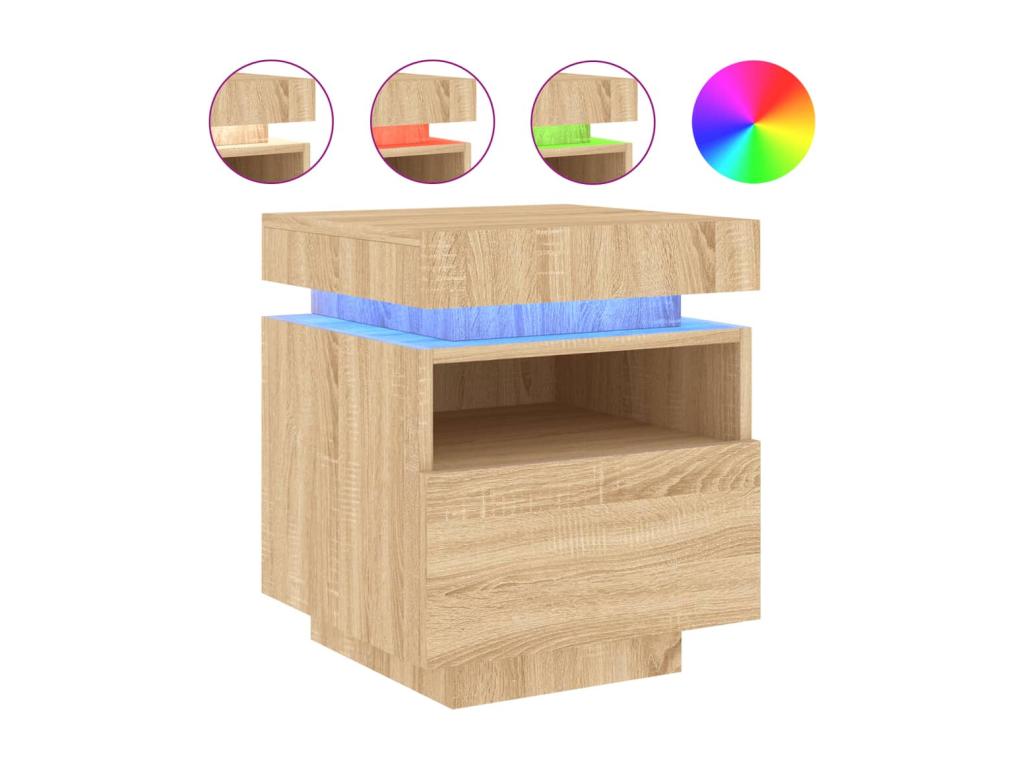 Bedside cabinets with Doucezenères LED lighting, 2 pieces, oak finish