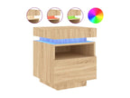 Bedside cabinets with Doucezenères LED lighting, 2 pieces, oak finish