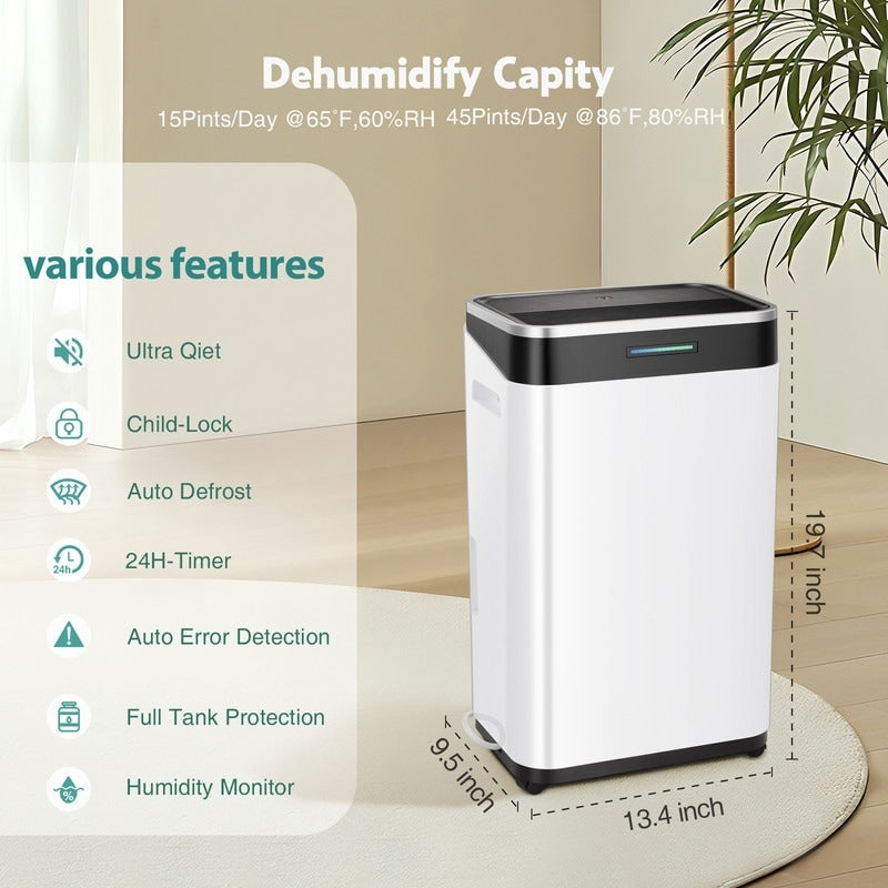 3500 Sq. Ft Dehumidifiers for Basements, Home, Large Room and Bedroom, Garage dehumidifier with Low Noise