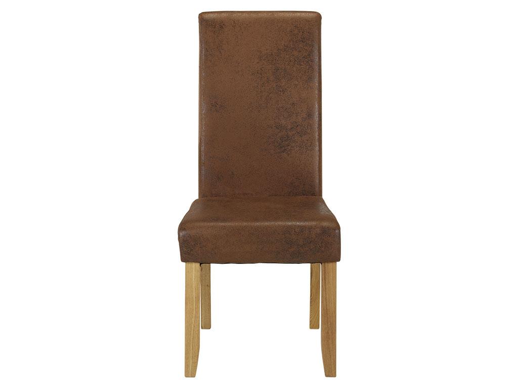 Set of 2 Doucezen chairs - Microfiber with an aged leather look - Light wood legs