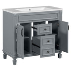 36'' Modern Bathroom Vanity with Top Sink and Mirror Cabinet,2 Doors and 2 Drawers