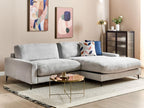 Doucezen 3-Seater Corner Sofa (Right-Hand Facing) with Washable Pillowcases and Chaise Longue in Light Grey Chenille Fabric