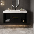 39.4 '' Floating Bathroom Vanity with Ceramic sink,Wall Hung Vanity 2 Soft Close Drawer and white slate top - 39'4 x 18'9