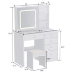 39.4'' W Dresser Makeup Vanity Set with Stool and Mirror Room
