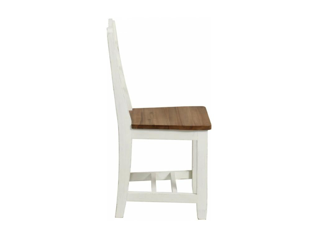 Set of 2 Wooden Chairs with Wooden Seats, Country Style, White - Doucezen