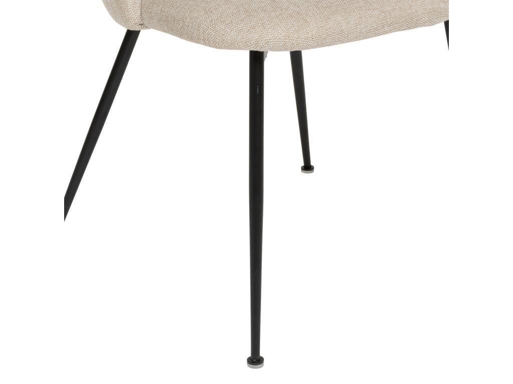 Dining chair with mottled beige seat and black metal legs, H 81 cm
