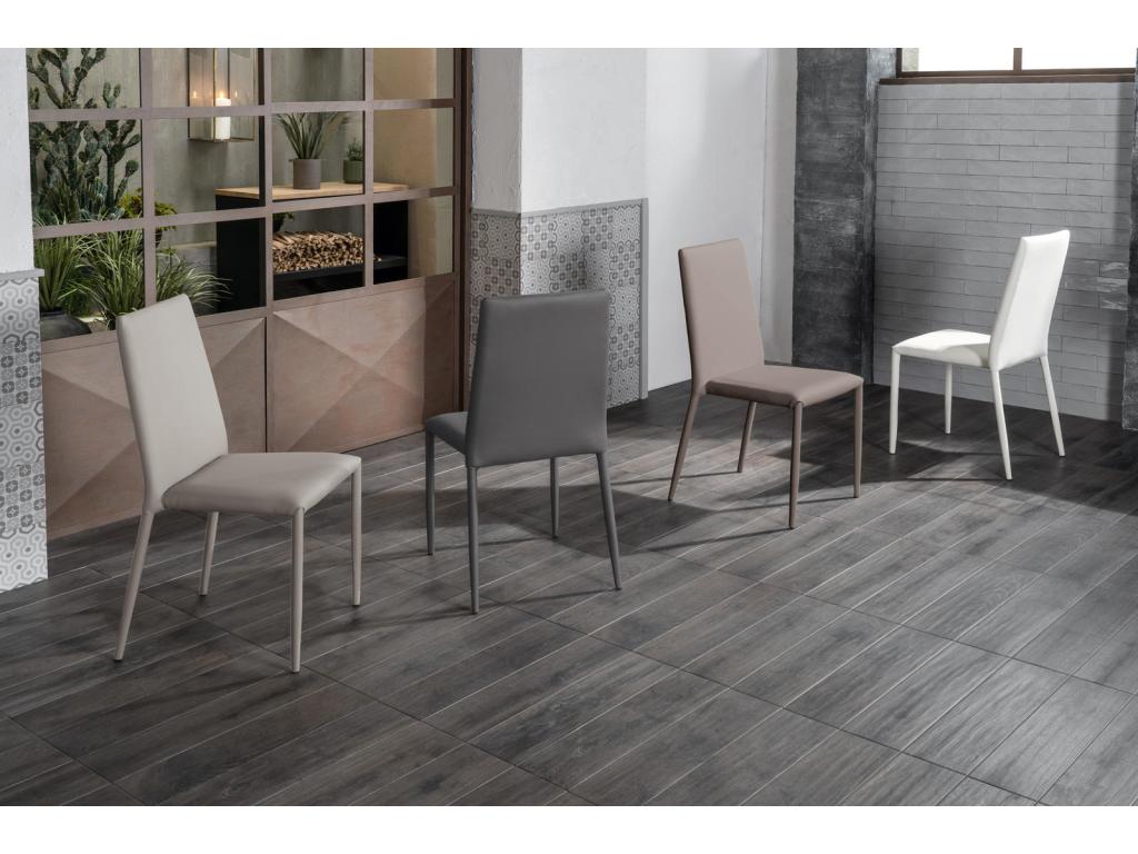 Vertchez - Dark grey eco-leather chair, set of 4