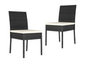 Set of 2 garden dining chairs, black wicker resin