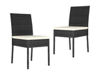 Set of 2 garden dining chairs, black wicker resin