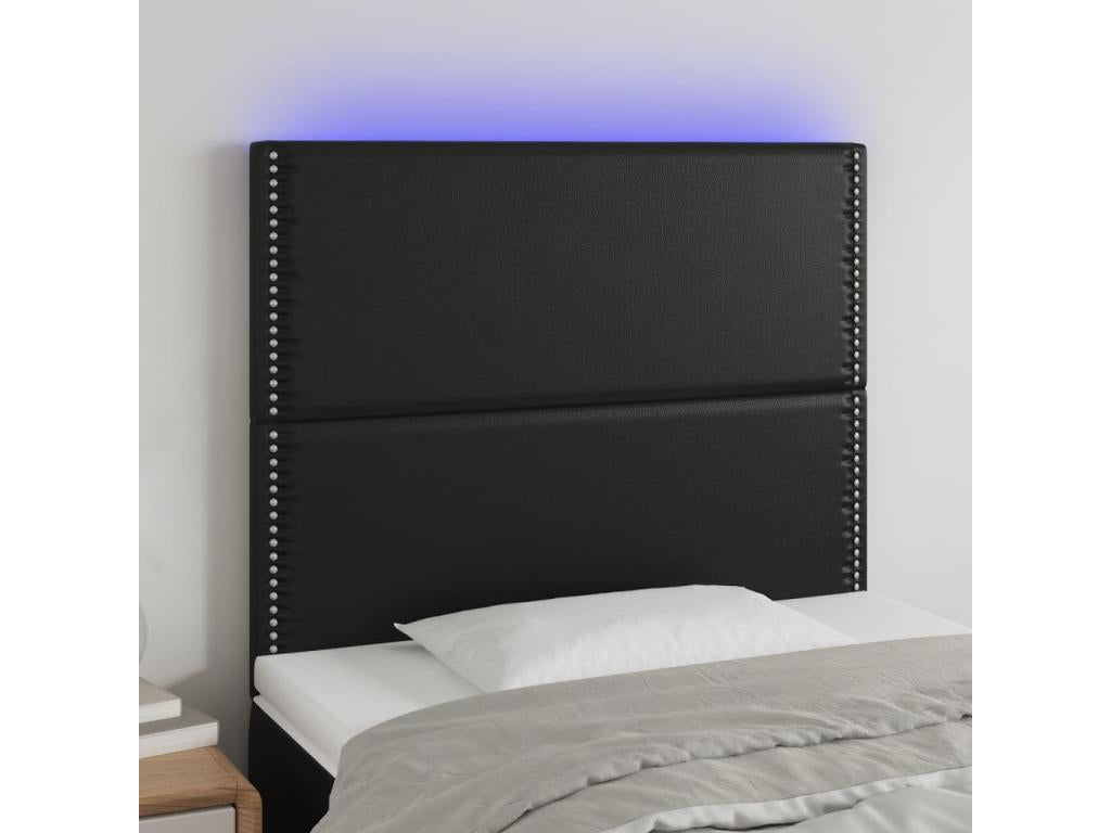 Black LED Headboard 90x5x118/128 cm Faux Leather