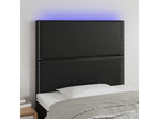 Black LED Headboard 90x5x118/128 cm Faux Leather