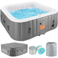 4-6 Person Outdoor Inflatable Hot Tub Spa with Control Panel & 130 Jets, Insulated Tub Cover & Floor Protector - 75”W
