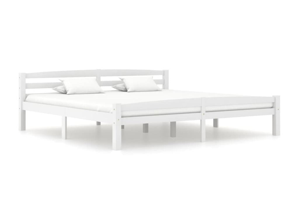 White Bed Solid Pine Wood 200x200 9