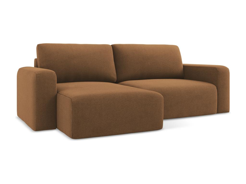 3-seater left-hand corner sofa bed in Strukturstoff - terracotta - Doucezen