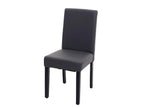 Doucezen dining chair, faux leather kitchen chair - matte grey with dark legs