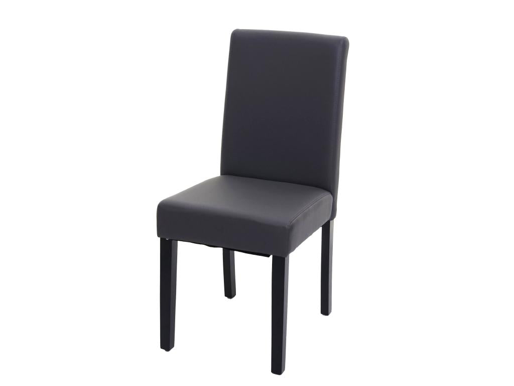 Doucezen dining chair, faux leather kitchen chair - matte grey with dark legs