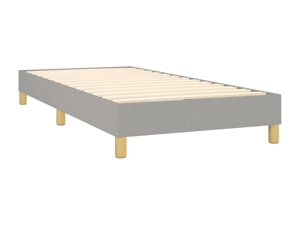 Upholstered bed base with mattress, light grey, 80x200 cm, fabric