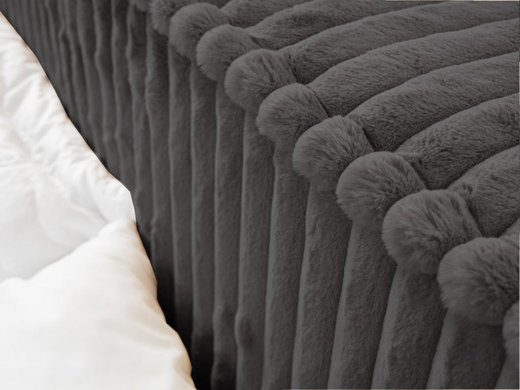 Upholstered bed with storage - 120x200 - double bed - ribbed - grey - Doucezen