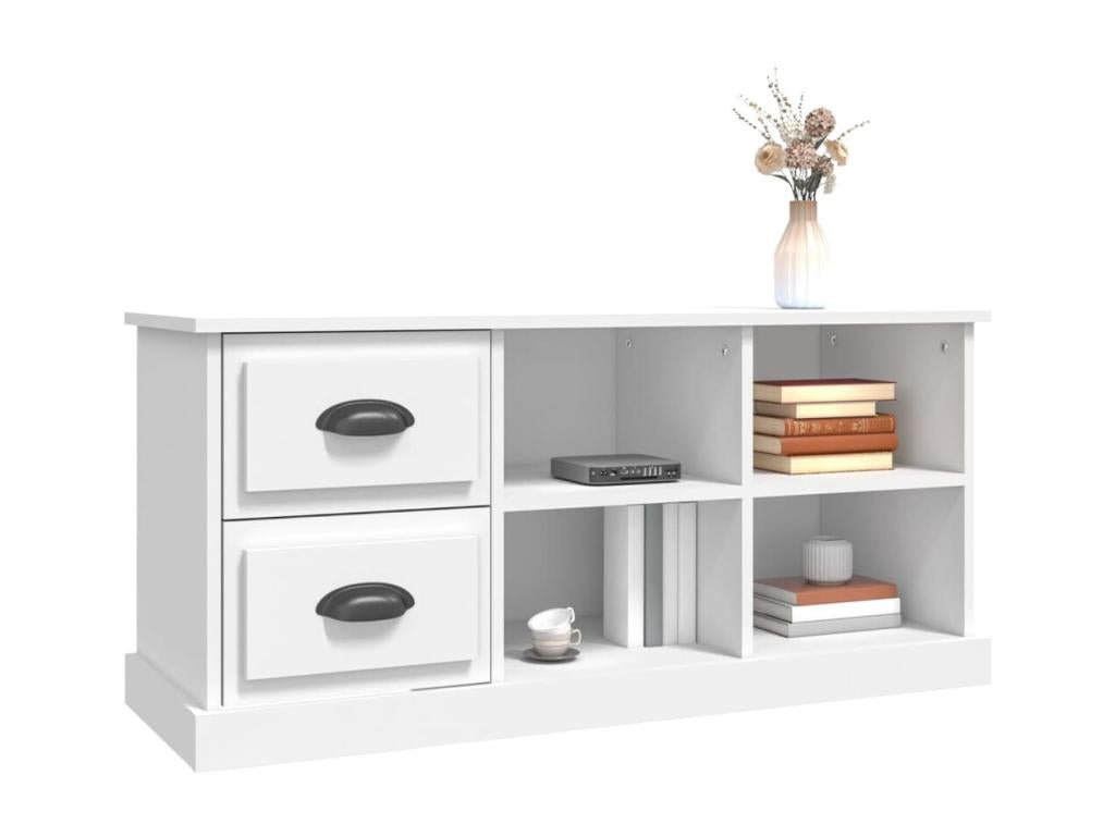 White TV stand 102x35.5x47.5 cm engineered wood