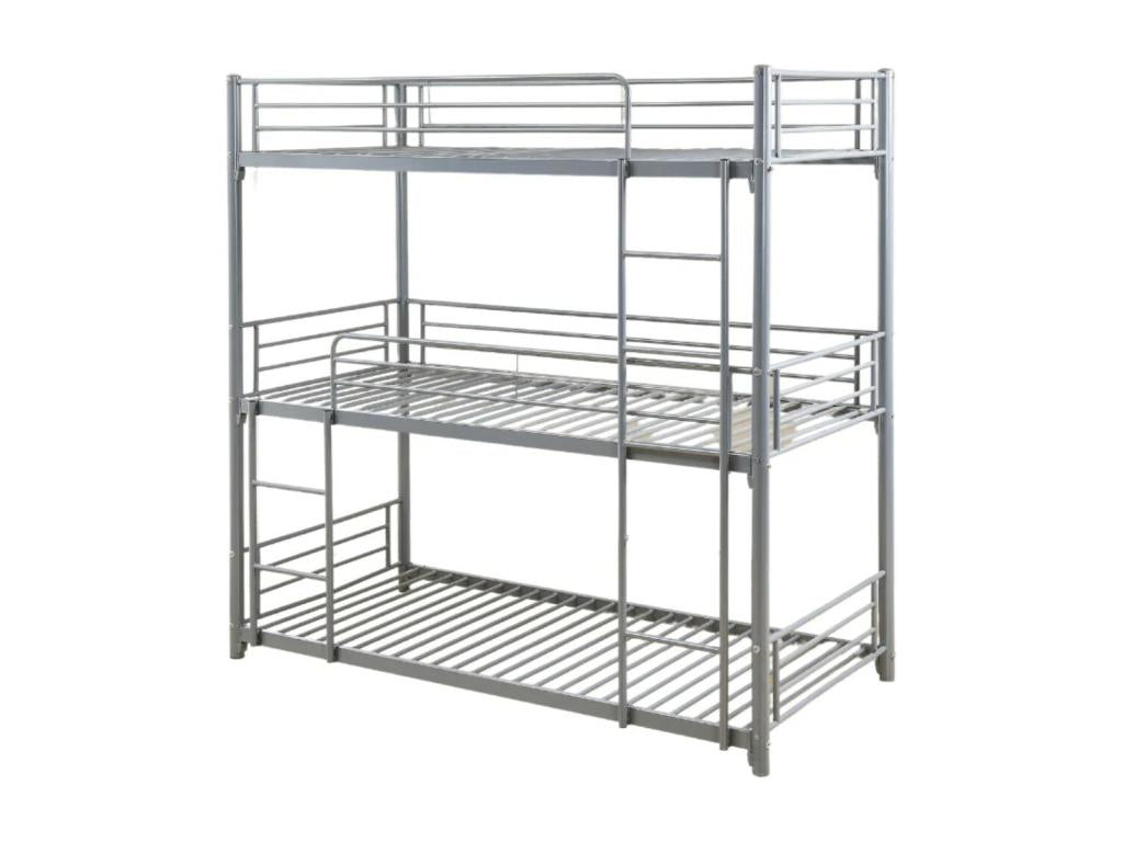3-Tier Metal Bunk Bed 90x190 Vertchez - Grey
