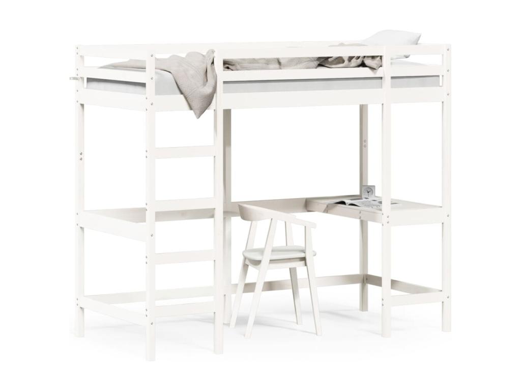 Bunk bed without mattress, white, 90x200 cm, solid pine wood