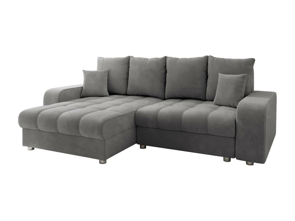 Doucezen 102 Grey Corner Sofa with Sleeping Function and Bedding Box, 250x166x94cm