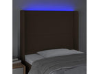 LED Headboard, Dark Brown, 103x16x118/128 cm, Fabric