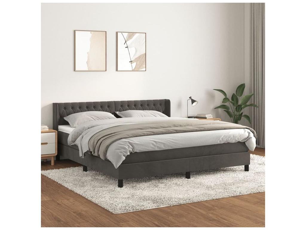 Doucezen bed base and mattress, dark grey, 180x200 cm, velvet