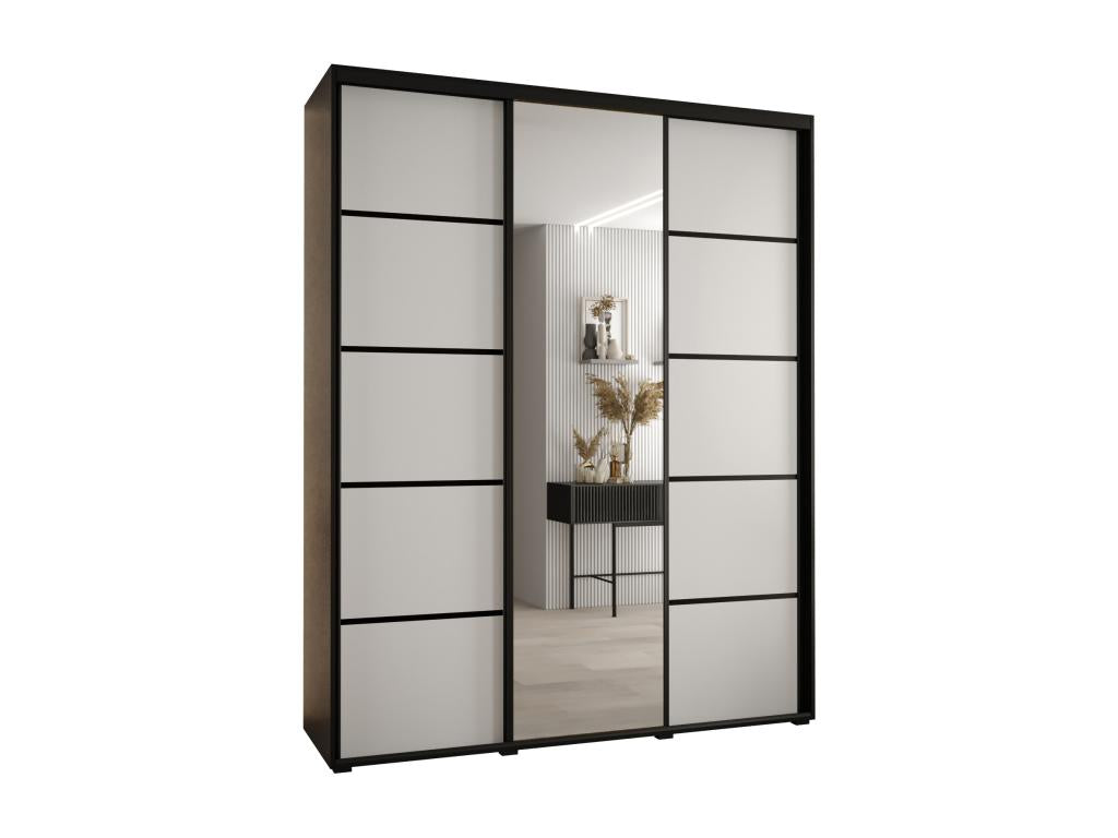 Doucezen 5 Sliding Door Wardrobe 235.2/200/60 3 Doors Black/White/Black