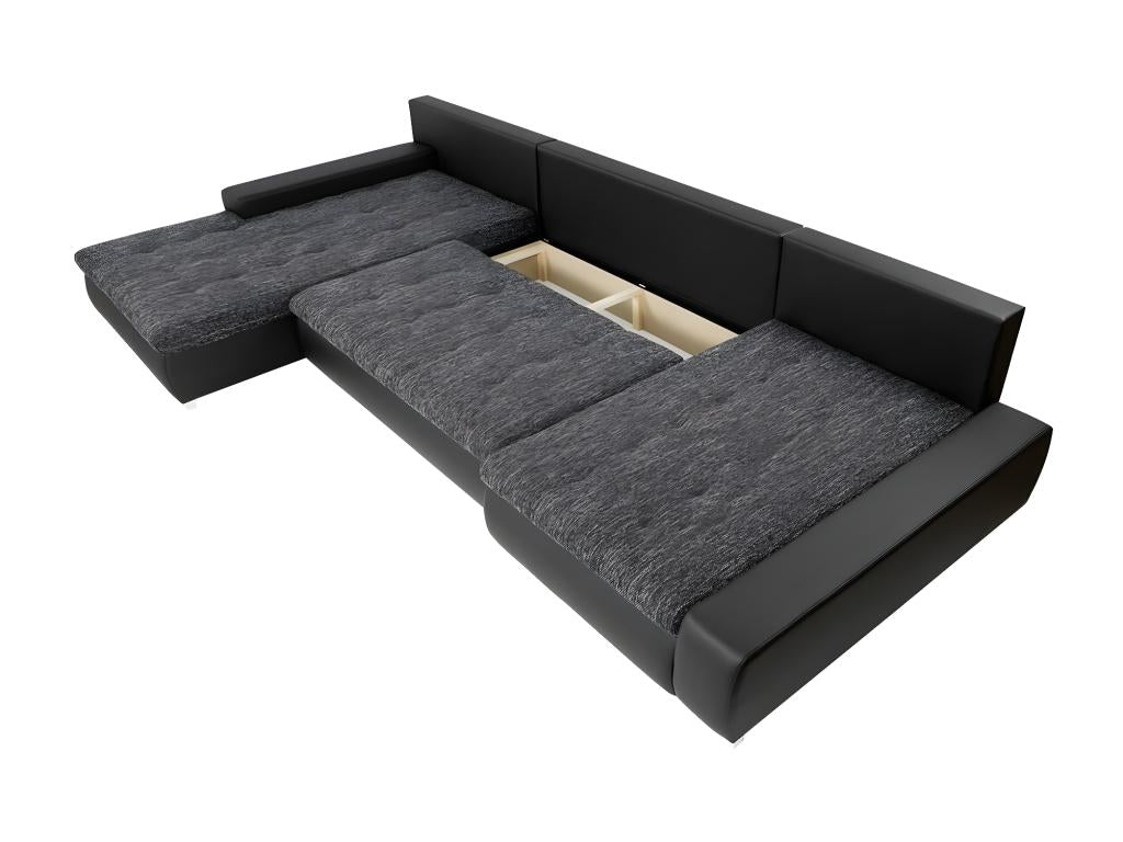 Doucezen reversible corner sofa bed with storage - 394x213x80 cm - Black