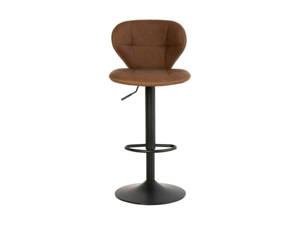 Meublita industrial bar stool, adjustable height and 360° swivel - Hazelnut brown