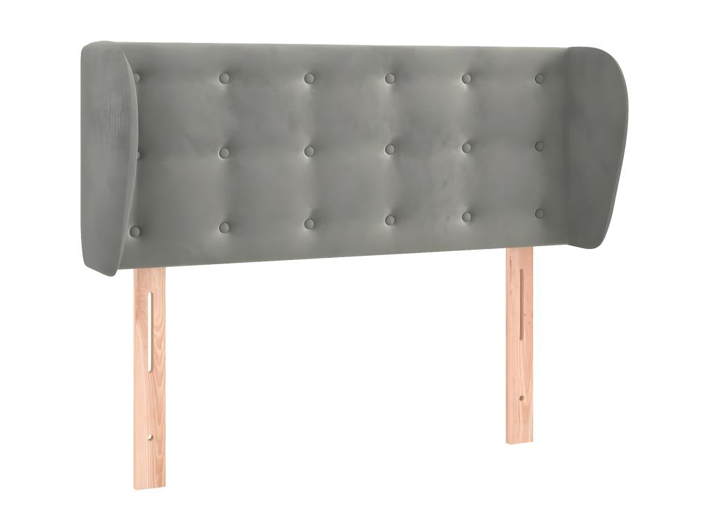 Headboard with wings, light grey, 93x23x78/88 cm, velvet