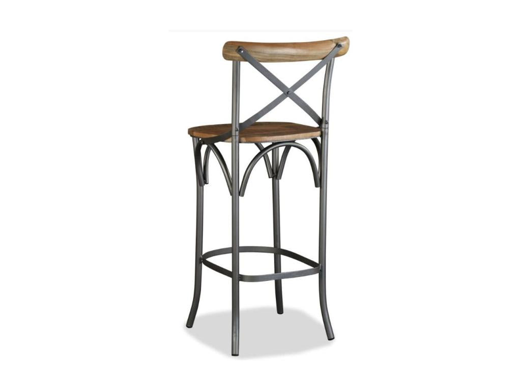 Doucezen solid mango wood and grey metal bar stool