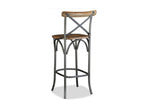 Doucezen solid mango wood and grey metal bar stool