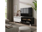 TV Stand/Bench 200x57x35cm For TVs up to 80" Electric Fireplace Industrial Design White and Black