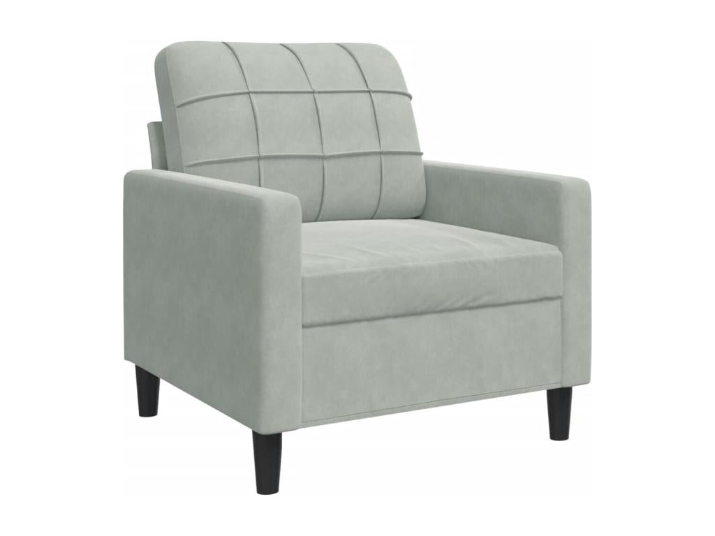 3-piece sofa set with cushions, light grey velvet