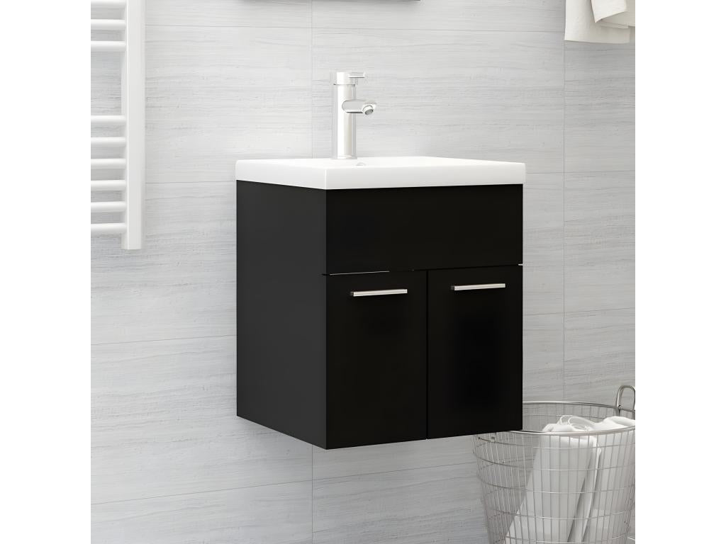 Black Chipboard Vanity Unit with Integrated Sink